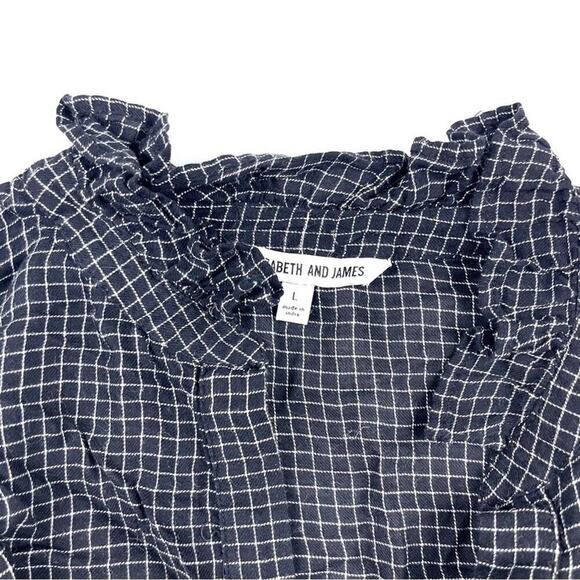 Elizabeth and James Black Grid Ruffle Blouse - Picture 4 of 4